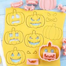 9 Stücke Mini Kürbis Keksform Set, DIY 3D Kürbis & Geist erhabenes Design Keksstempel, Keksausstecher Set für Zuckergusskzendekoration, Mini Lebkuchen Kuchenpralinem Form, Halloween Deko