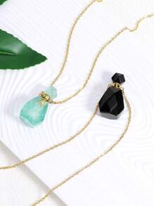 1PC Luxury Perfume Bottle Crystal Necklace For Women Natural Stone Faceted Bottle Pendant Healing Diffuser Pendant Jewelry Gift H672