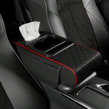 1pc Premium Comfortable Multifunctional Universal Car Armrest Pad, With 1 Tissue Box, 2 Side Pockets, 2 Cup Holders, Car Interior Accessory Raised Expanded Multifunctional Storage Box