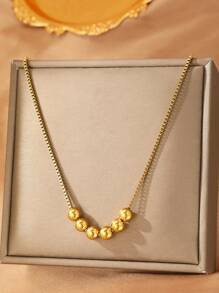 1 colar elegante de contas de aço inoxidável estilo francês, vintage e moderno para uso diário, presente para mulheres
