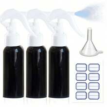Pack Of 3 Spray Bottles, 100 Ml Small Spray Bottles For Filling, Transparent, Empty, Fine Mist Spray Bottle With Labels, Funnels, Travel Atomiser For Liquid, Cosmetics, Cleaning, Personal Care