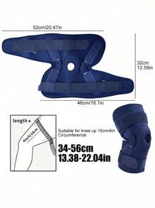 1 PC- Open Adjustable Hinge Knee Pad, Two Fixed Straps, Double- Sided Hinges& Silicone Gasket- Stable Knee Brace For Men& Women, Knee Stable Support For Running, Fitness, Exercise, Workout- Blue