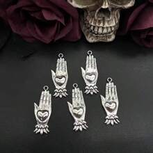 5pcs Heart Shape Palm Charms Fatima Hamsa Hand Traditonal Corazon Pendants DIY Handmade Jewelry Making Accessories