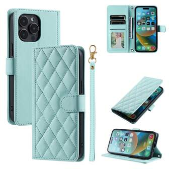 Etui na telefon z wzorem Argyle ze skóry PU z paskiem na nadgarstek, etui ochronne do użytku biznesowego, kompatybilne z Galaxy S25 Ultra, S24 Ultra, S24 FE, S23 FE, S22, S21, S20 FE, A05, A06, A14, A15, A16, A23, A25, A35, A54, A55, kompatybilne z 16 Pro Max, 15, 14, 13, 12, 11, XS, XR, 8, 7, 6, Redmi Note 9 do 13 Pro, telefony z serii P20/P30