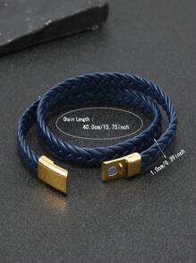 Pulseira de couro trançado multicamadas, acessório minimalista e personalizado com fecho magnético para casais, adequada para uso diário e presente