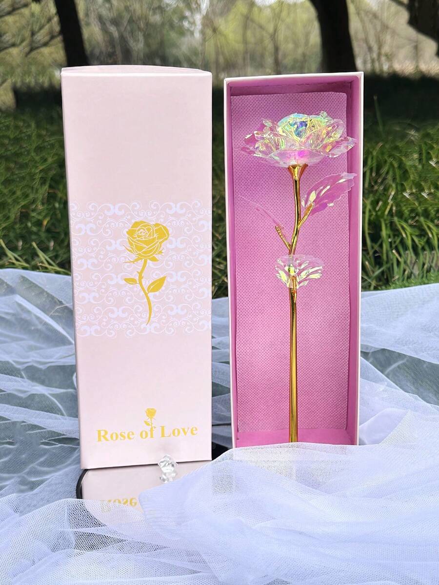 情人节礼物，送给女士、妈妈、情人节生日礼物，银河玫瑰玻璃花，永生玫瑰，情人节鲜花礼物，送给女朋友、姐妹、妻子、奶奶