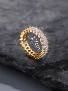 Ein luxuriöser rechteckiger Zirkonia Modeschmuckring aus Kupfer für Kleine Mädchen.