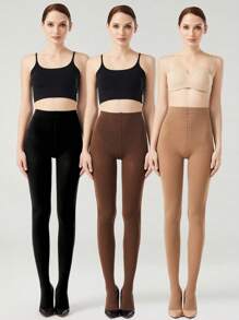 1 Pair Women 120D Sexy Black Tights, Sheer Stockings,Brown Fashionable And Simple Pantyhose Leggings