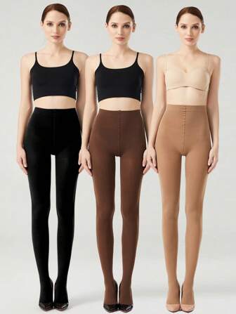 1 Pair Women 120D Sexy Black Tights, Sheer Stockings,Brown Fashionable And Simple Pantyhose Tights, Cozy