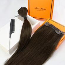 Extensiones de cabello humano Clip In Full Shine, extensiones de cabello castaño oscuro, extensiones de cabello Clip In invisibles de cabello humano natural Remy, 12 pulgadas, 3 piezas, 60 G01 - #R2-3 piezas - Ver 7
