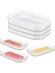 Recipiente de cocina de 3 capas, caja transparente sellada para mantener la frescura, recipiente apilable para almacenar rebanadas en el refrigerador para carne, queso, jamón, salchichas italianas, restos de alimentos, frutas y verduras, organizador de refrigeración de cocina, a prueba de fugas y reutilizable, recipiente para alimentos, organización y almacenamiento de cocina, al aire libre, camping, regalos de Halloween, Navidad, Año Nuevo