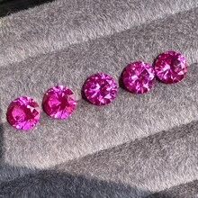 100% Purplish Red Sapphire Loose Round Cut Gemstone For Charms Advanced Jewelry Making Materials DIY - Purple - View 5