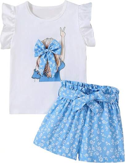 Girls Summer Outfits Cute Sleeveless Top High Waisted Short Sets With Pockets Teen Girl Clothes Size 6-14 T
