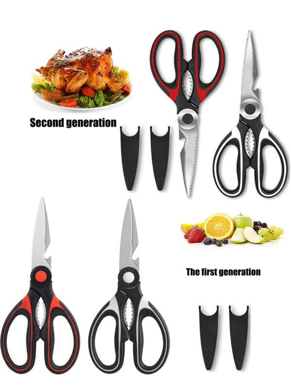 1pc Kitchen Scissors Heavy Duty, Premium Sharp Kitchen Shears For Food, Fish, Meat, Bones, Poultry And Vegetables With Strong Stainless Steel Blades Multi Purpose Cooking Scissors