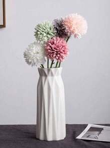 1 pieza Jarrón de plástico blanco, jarrón de aspecto cerámico simple para flores, adecuado para dormitorio, sala de estar, decoración de balcón, mesa de comedor, gabinete de TV, hecho de material PP con diseño antideslizante, adecuado como regalo de cumpleaños o graduación, decoración del hogar, decoración de la habitación, jarrón de flores, jarrón de vidrio