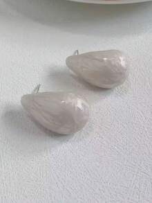 1 par de pendientes elegantes y de moda con forma de gota de agua de colores - Marfil - Ver 2