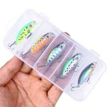 HENGJIA 5 قطع من طعم الصيد السمكي الصغير Minnow، طعوم Wobblers بطول 4 سم وزن 3 جرام، مغرقة ببطء للسمك المقادير، طعم سمكي اصطناعي صلب، طعوم لصيد البلطي والصيد الترفيهي
