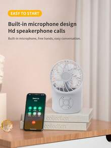 新款带风扇蓝牙音箱二合一桌面无线蓝牙 5.1 音箱户外便携式手持音箱风扇 3 档可调风速内置麦克风 1200 毫安时电池，电池寿命长特别创意音乐风扇节日礼物生日礼物