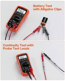 MS8233D Multimeter 6000 Counts Digital Multimeter DC AC Volt Meter Ohm Volt Amp Tester Measures Voltage Current Resistance Capacitance Continuity Diode Duty-Cycle Frequency NCV Live Wire Test - Orange - View 6