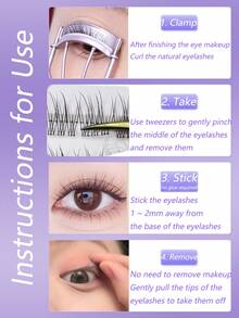 120 Stücke Klebstofffreie mühelose Meerjungfrau Schwanz Wimpern, braun und natürliche Fragment Mega-feine Einzelwimpern, perfekt für natürliches Make-up im Alltag, geeignet für Anfänger