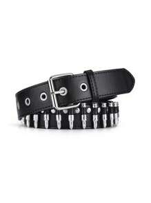 1pc Unisex Bullet Buckle Punk Y2K Style Personalized PU Leather Belt