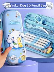Sanrio 1 PC Sanrio 3D Pencil Case, Large Capacity Polyester Stationery Pencil Box With Kuromi & For Cinnamoroll Designs, Creative Cartoon Storage For Students, Gift Idea , Back To School Gifts