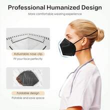 2025 Mask NIOSH Approved 60-Pack, Particulate Respirator  Face Masks Universal Fit - Individually Wrapped - 黑色 - 查看 5