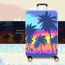 1 个充满活力的旅行风景印花行李箱套 - 耐用，TSA 认证厚行李箱保护套，混色，涤纶 - 适合 20-28 英寸商务旅行、度假和返校行李箱、旅行行李箱旅行必需品旅行配件夏季假期学校包学校配件学校用品 - 彩色 - 查看 27