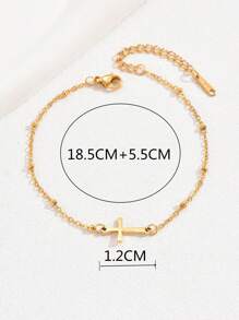 1pc Waterproof Cross Charm Anklet, Fashionable And Versatile Anklet Jewelry For Women