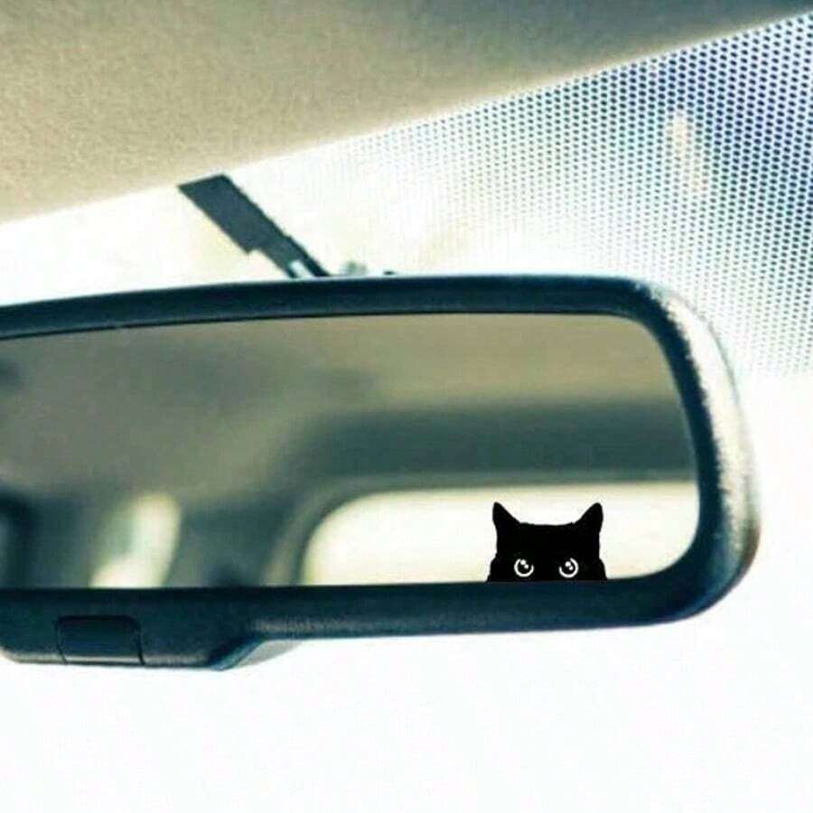 Cat Peeker Decal, Car Decal, Black Cat Peeker Sticker, Blank Button, Vinyl Decal, Car Stickers, Vinyl Stickers, Eject Sticker, Cat Deca - One-size - View 1