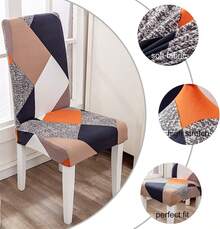 Geometric Chair Covers For Dining Room Set Of 4,Stretch Spandex Parsons Chair Slipcover 4 Pack,Washable Anti-Dust Chair Seat Cover For Kitchen,Wedding,Party - Red - View 2
