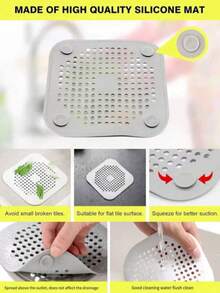 3 件套硅胶毛发收集排水盖、浴室排水塞、毛发过滤器、淋浴排水保护器、耐用方形硅胶淋浴排水盖、浴室和厨房排水配件 - 白色 - 查看 8