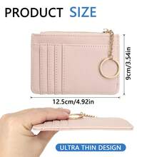 包袋 > 钱包和卡包 > 卡包，PU 女士钱包，拉链零钱包，迷你钥匙包，多卡位卡包，信用卡卡包，一个拉链袋，五个卡位，加宽设计卡包
