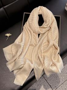 1 pieza Bufanda de mujer minimalista con estampado geométrico brillante, chal suave elegante, hijab, chal, pañuelo de cabeza perfecto para todas las estaciones, protección UV ligera