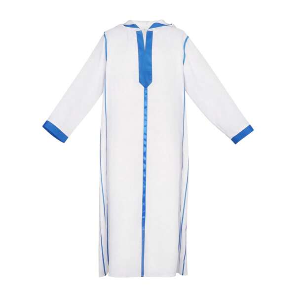 Mid-East Arabic Long Men's Muslim Slim Fit White Hooded Robe Thobe Shirts