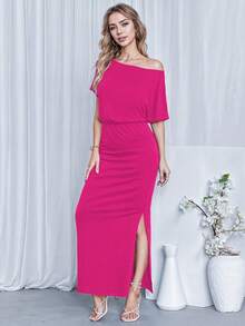 Women Long Dresses - Hot Pink - View 2