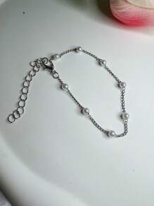 1 pieza Pulsera sencilla, elegante y dulce de perlas sintéticas para mujer, para fiestas, citas y regalos