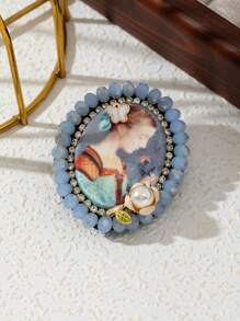 1 Peça Elegante Broche de Retrato de Senhora Fashionista Feito à Mão com e Renda, Joia de Luxo, Adequado como Presente de Encontro e Uso Diário