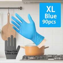 90 Stücke/Box blaue Nitril Einweghandschuhe für Haushaltsreinigung, Nitril Einweghandschuhe, Einmal-Reinigungshandschuhe, geeignet für Küche, Abwasch, Haushaltsreinigung