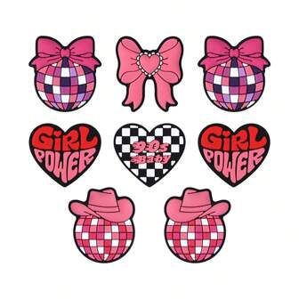 10pcs Pink Theme Silicone Beads - Silicone Focal Beads, Letter Ribbon Heart Cowboy Hat, Fashion Design, Great For DIY Jewelry Making, Bracelet Accessories And Holiday Decorations, Gifts, Pen Accessories And Handmade Decorative Accessories