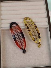 2个/1个简约哑光纯色鱼尾夹，优雅竖款香蕉夹，纯色休闲PP（聚丙烯）发夹，适合日常通勤，不伤发，发饰