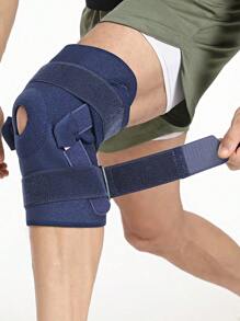 1 PC- Open Adjustable Hinge Knee Pad, Two Fixed Straps, Double- Sided Hinges& Silicone Gasket- Stable Knee Brace For Men& Women, Knee Stable Support For Running, Fitness, Exercise, Workout- Blue