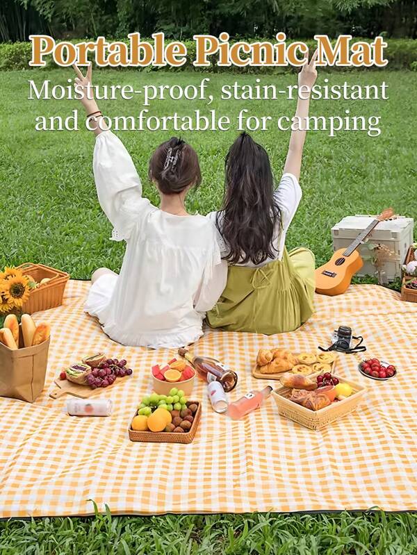 1pc Large 100cm*150cm Beach Blanket, Outdoor Picnic Blankets, Outdoor Picnic Blankets Waterproof Foldable, Large Beach Blanket Sandproof, Gingham Picnic Mat Cute Washable Portable , Waterproof Sandproof Portable Blankets, Foldable And Lightweight For Spring Summer Camping, Beach, Park, Outdoor, Camping, Hiking, Travel, Grass, Park Music Festival, Lawn Mats