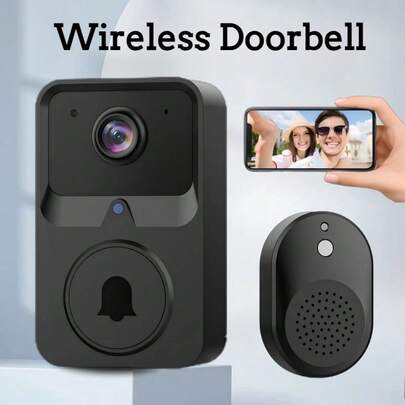 1 ชิ้น วิดีโอโดรเบลล์ไวไฟขนาดเล็ก ไร้สาย รีโมทคอนโทรลด้วยโทรศัพท์มือถือ กริ่งประตูอัจฉริยะทางรูปภาพ สองทาง บันทึกเสียง เปลี่ยนรูปแบบเสียง