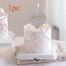 5 件/1 件简约心形亚克力蛋糕装饰，适合毕业典礼、生日、蛋糕、派对、单身派对、杂志派对、派对装饰