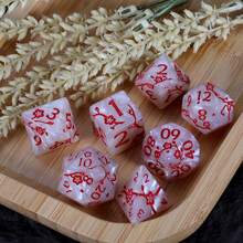 Zestaw 7 kości do gry Plum - ekskluzywne kości wielościenne z wzorem kwiatu śliwki do gier RPG D&D Dungeon And Dragons, idealne do kolekcji kości lub na prezent (Halloween, Boże Narodzenie, Wielkanoc). - Wielokolorowe - Zobacz 14