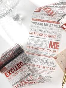 4 Rollen Vintage englischer Text Serie, je 2m, wasserfeste PET Dekoaufkleber, DIY Scrapbooking Aufkleber Rolle Klebeband Set, geeignet für Alben, Scrapbooks, Planer, schwarze Kunststoffoberfläche, europäischer und amerikanischer Stil