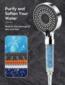 Shower Head With Filter, High-Pressure Dechlorination And Anti-Limescale, Three-Stage Shower Head, Rain Mode, Suitable For Bathroom And Bathtub, Hand Shower - Bạc - Xem 4