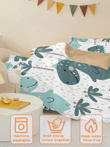 1/2pcs Dinosaur & Palm Tree Pattern Kids Bedding Set, Vibrant Dinosaur Duvet Cover Set, Suitable For Dinosaur Lovers