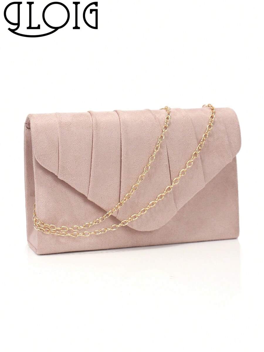 Presente de Dia dos Namorados Amor Feriado Data Bolsas de Mão Prateadas Design em V Corrente de Metal Glitter Lantejoulas Bolsas de Noite com Envelope Festa Casamento Casual Bolsas Femininas Banquete Jantar Bolsa